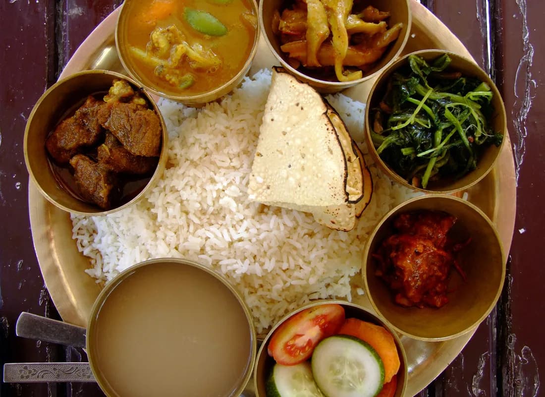 A Nepali dal bhat thali