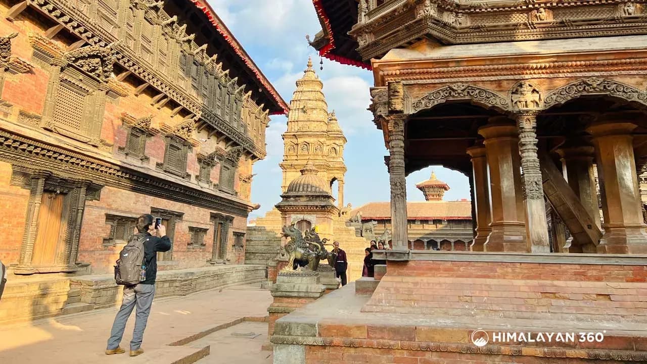Tourist Clicking photo at Bhaktapur Durbar Square