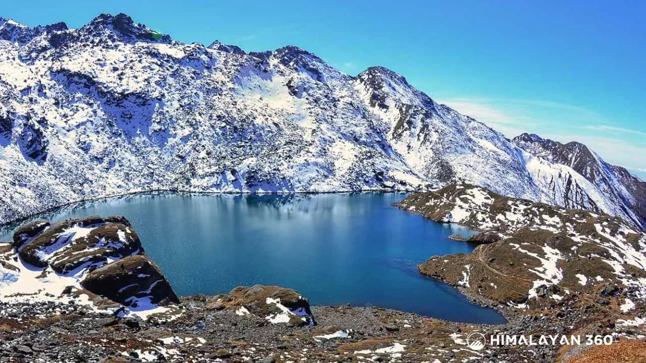 Beautiful Gosaikunda lake with clear weather.