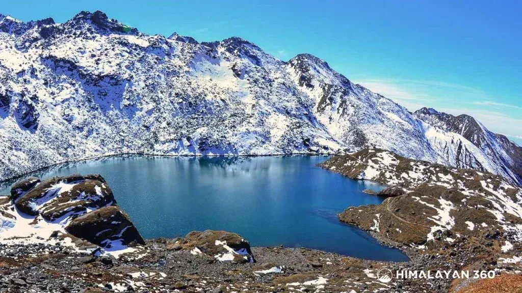 Beautiful Gosaikunda lake with clear weather.