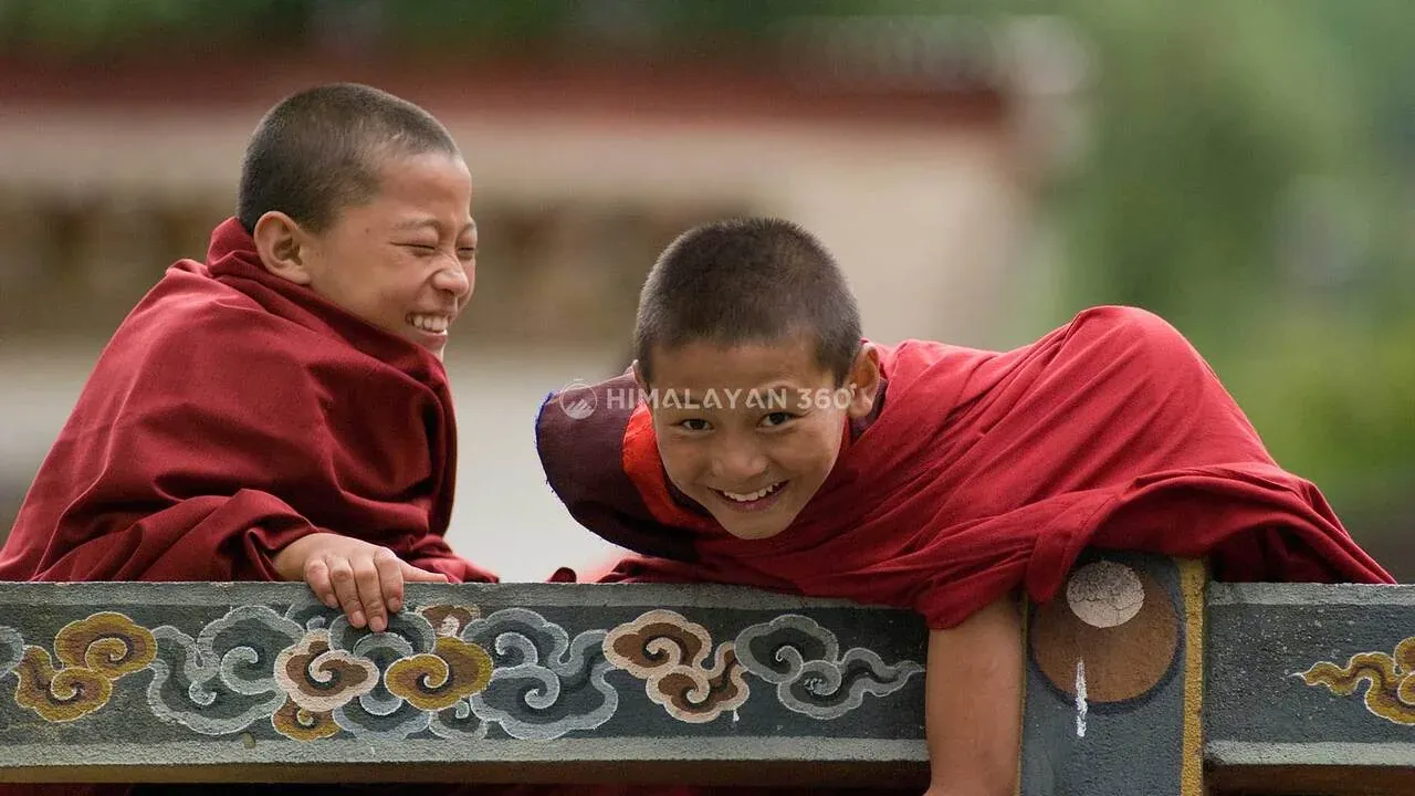 Happy Tibetan Buddhist Student Monks in Bhutan