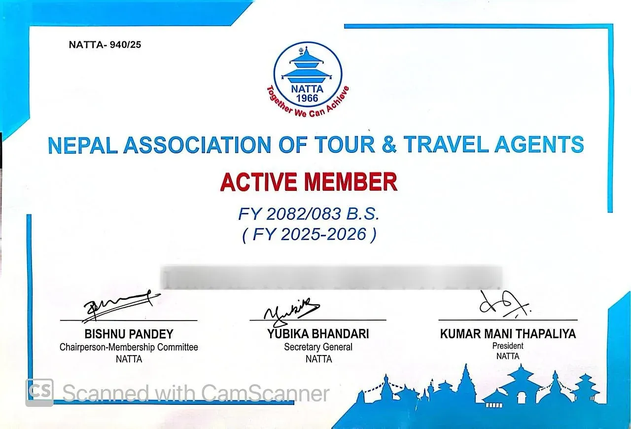 NATTA certificate